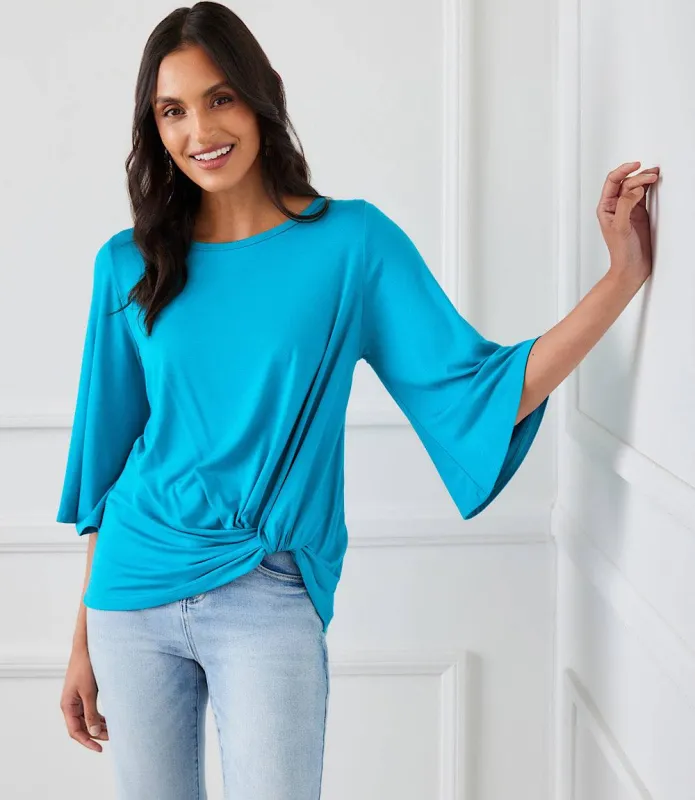 Flare Sleeve Pick-Up Top sold by Karen Kane