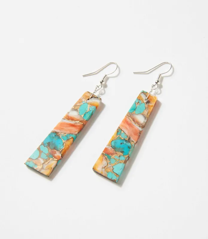Angular Turquoise And Spiny Oyster Earrings sold by Karen Kane