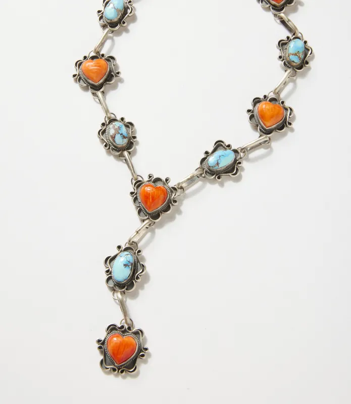 Spiny Oyster Heart And Turquoise Stone Necklace sold by Karen Kane