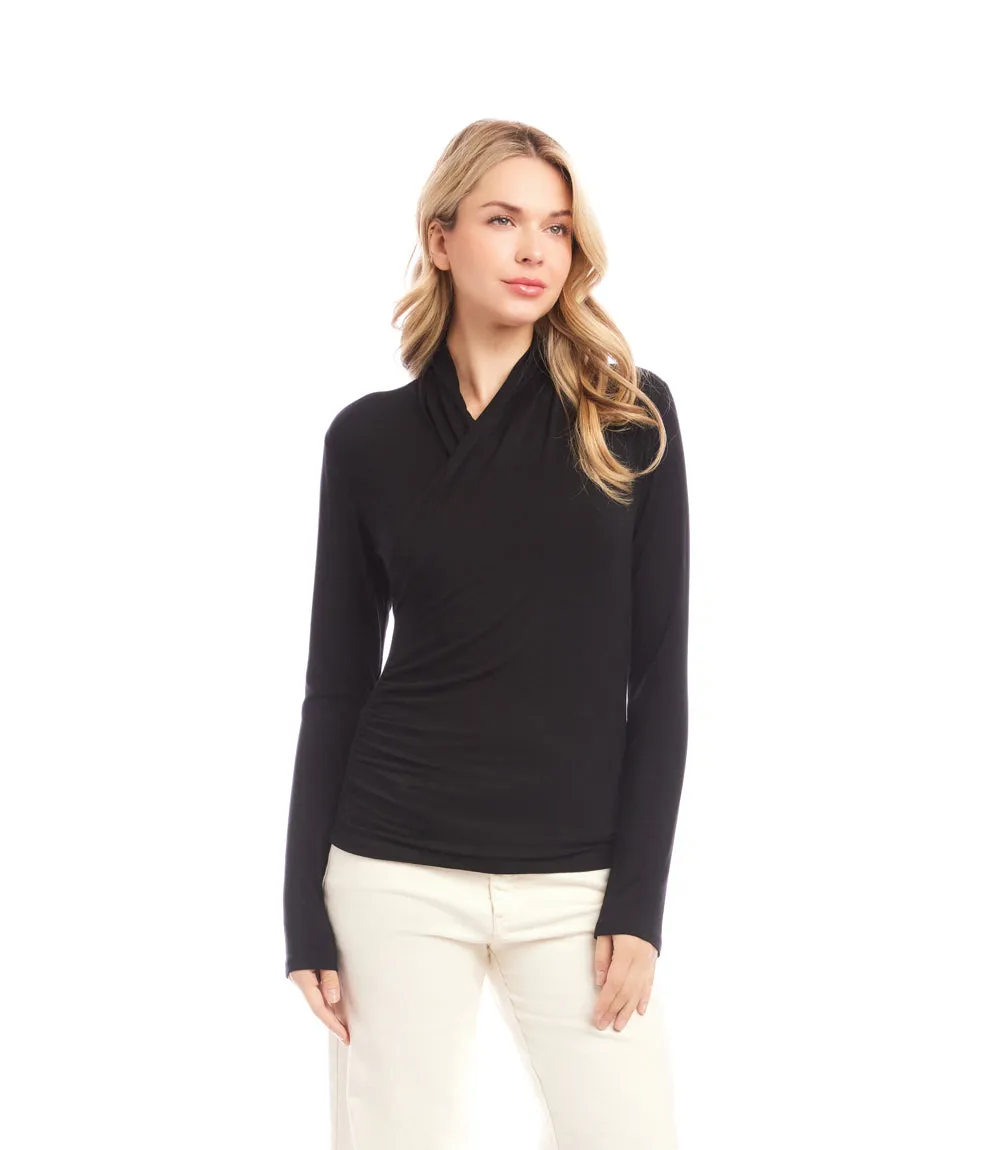 Petite Size Long Sleeve Crossover Side-Shirred Top sold by Karen Kane product image thumbnail 2