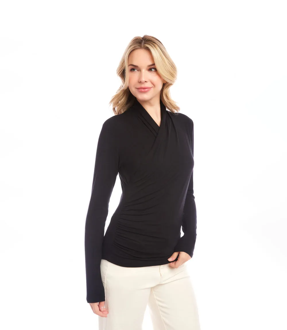 Petite Size Long Sleeve Crossover Side-Shirred Top sold by Karen Kane product image thumbnail 4