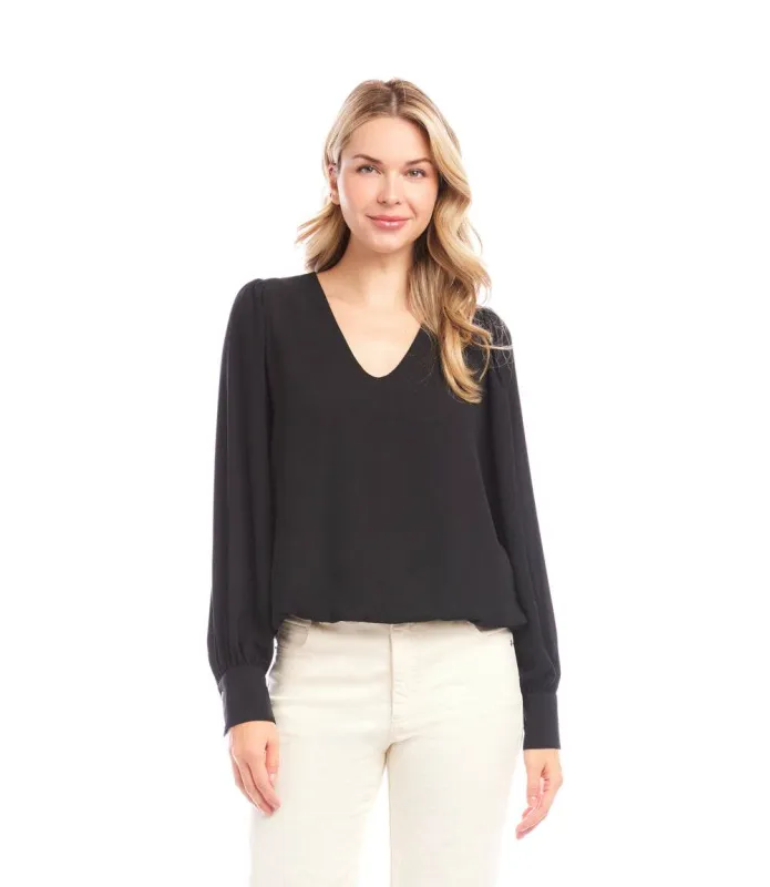 Puff Sleeve V-Neck Top sold by Karen Kane