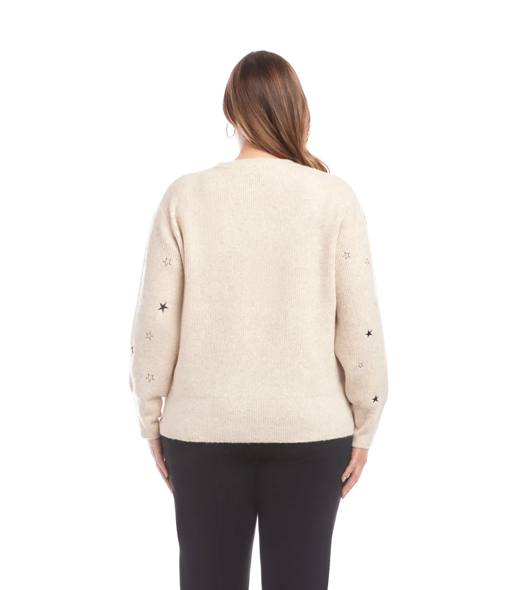 Plus Size Embroidered Stars Sweater sold by Karen Kane product image thumbnail 3
