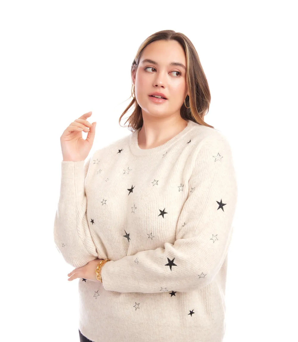 Plus Size Embroidered Stars Sweater sold by Karen Kane product image thumbnail 4