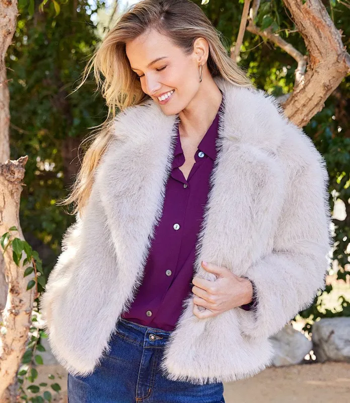 Cropped Faux Fur Jacket sold by Karen Kane