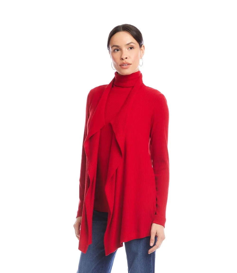 Long Sleeve Ribbed Drape Front Cardigan sold by Karen Kane product image thumbnail 3