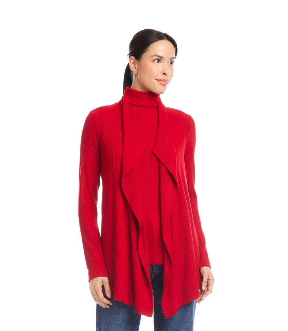 Long Sleeve Ribbed Drape Front Cardigan sold by Karen Kane product image thumbnail 2