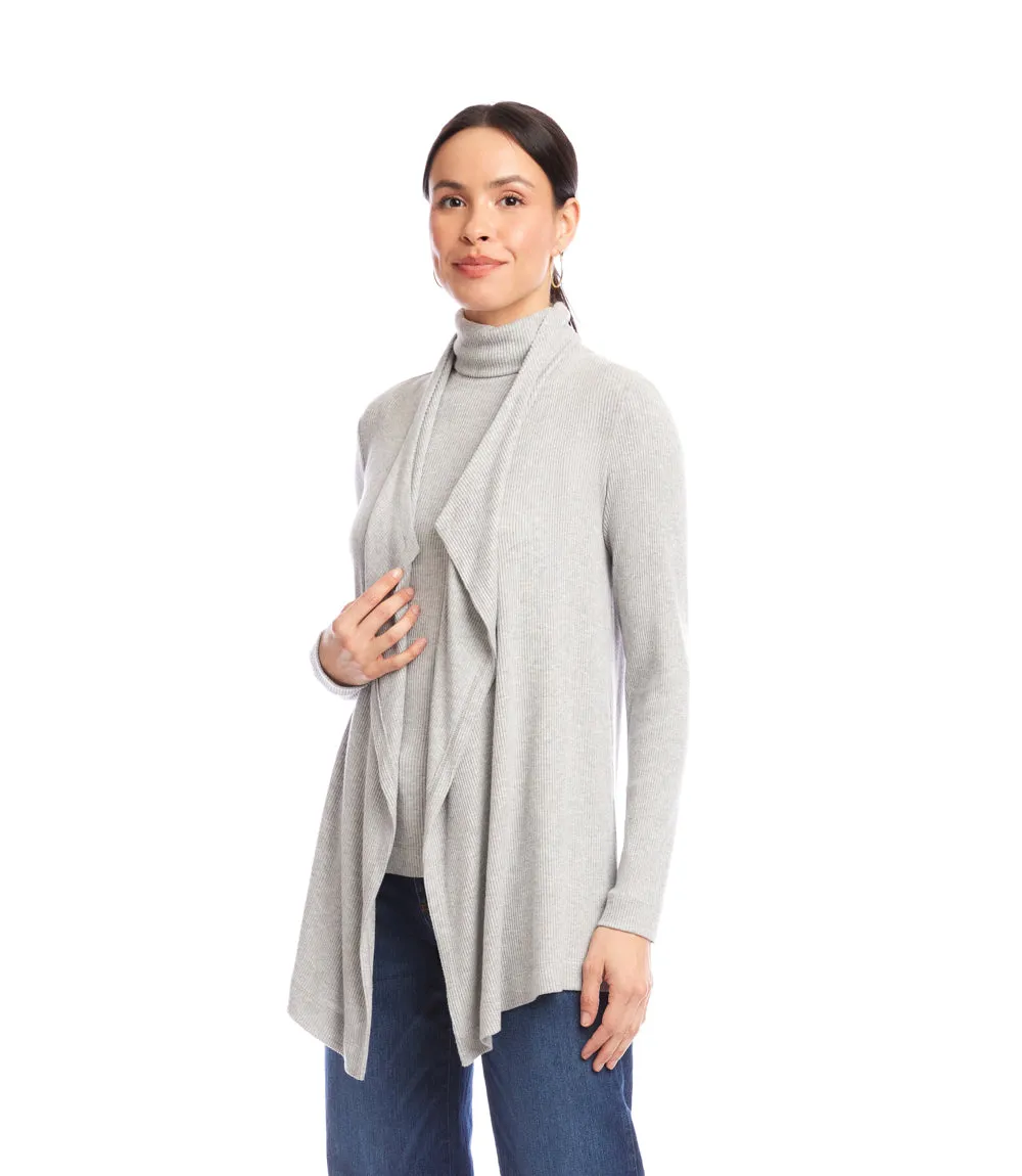 Long Sleeve Ribbed Drape Front Cardigan sold by Karen Kane product image thumbnail 4