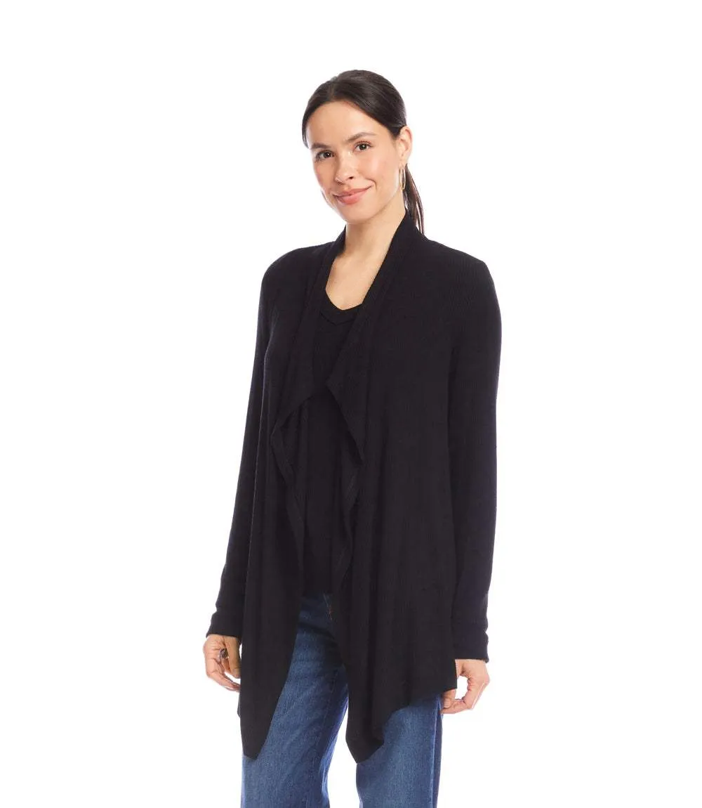 Long Sleeve Ribbed Drape Front Cardigan sold by Karen Kane product image thumbnail 4