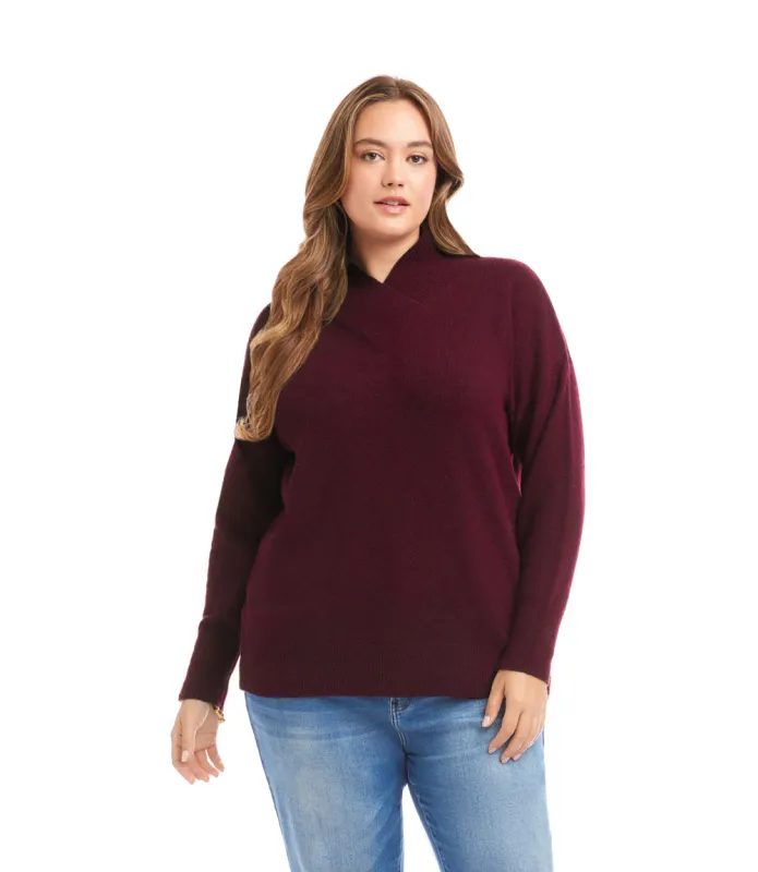 Plus Size Shawl Collar Sweater sold by Karen Kane