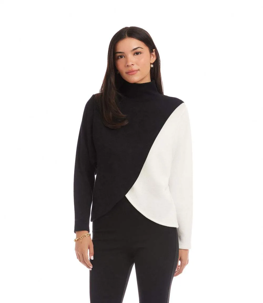 Long Sleeve Crossover Colorblock Top sold by Karen Kane product image thumbnail 2