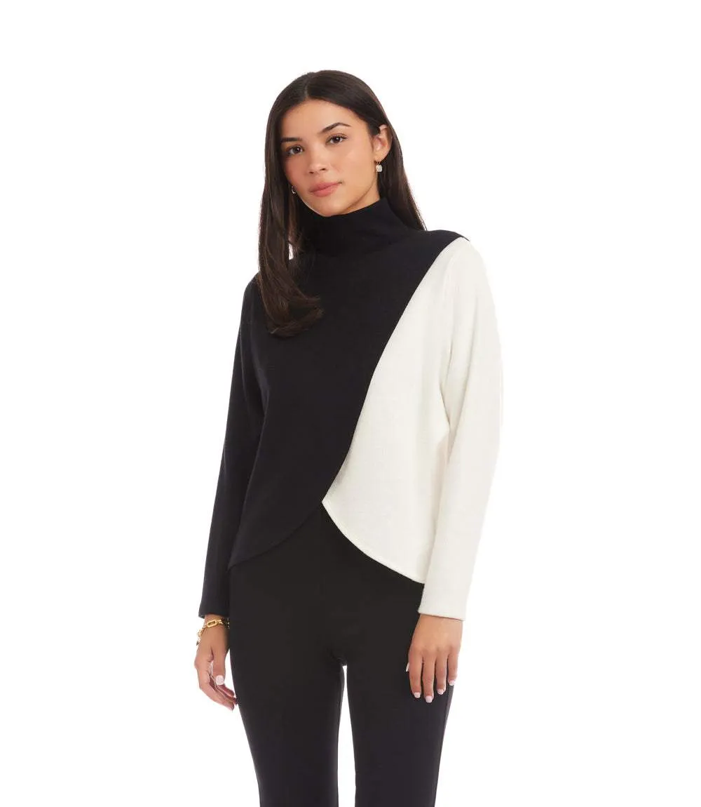 Long Sleeve Crossover Colorblock Top sold by Karen Kane product image thumbnail 3