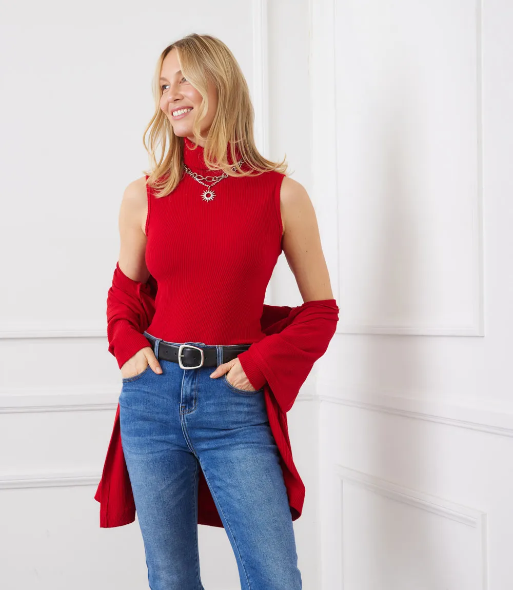 Ribbed Turtleneck Tank sold by Karen Kane