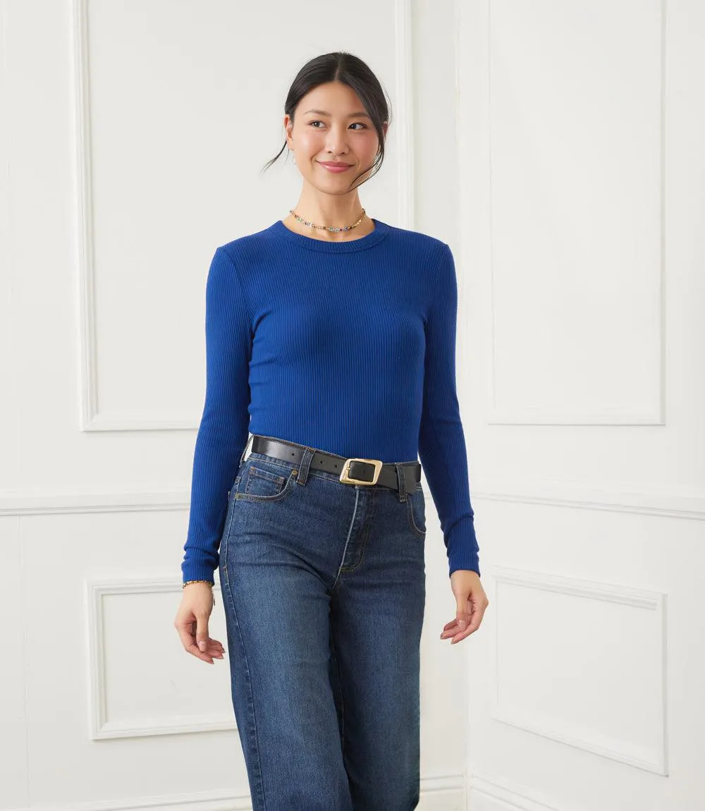 Long Sleeve Ribbed Crewneck Top sold by Karen Kane product image thumbnail 2