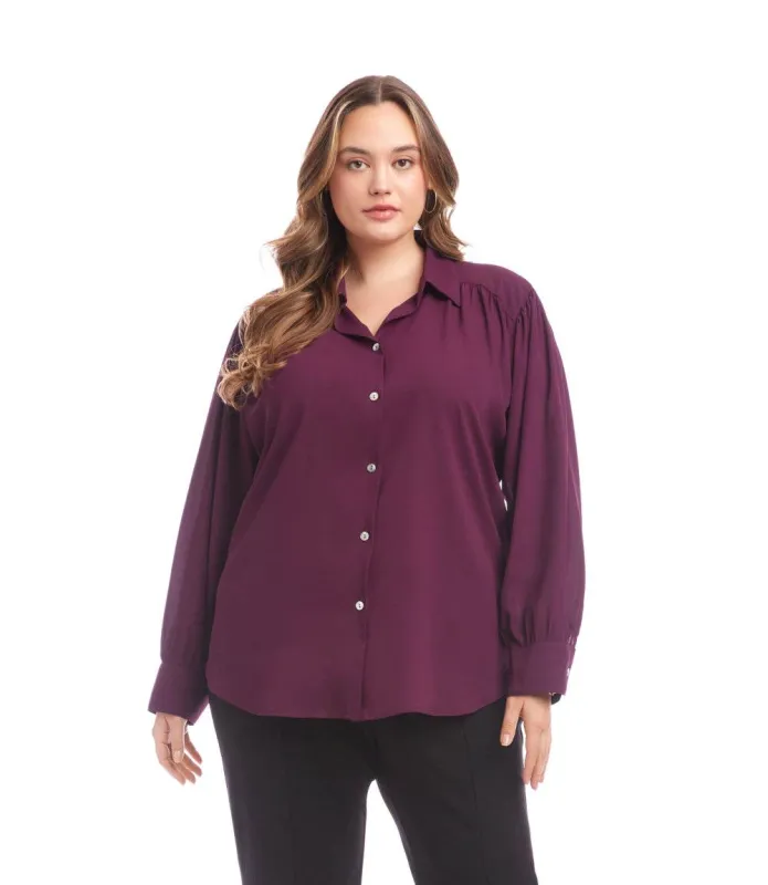 Plus Size Long Sleeve Dropped Shoulder Blouse sold by Karen Kane