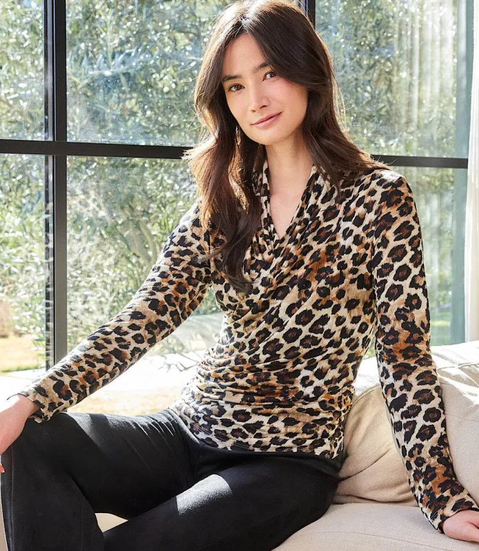 Long Sleeve Crossover Side-Shirred Top made by Karen Kane