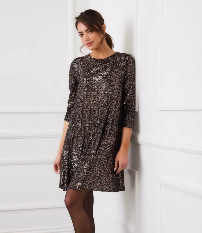 3/4 Sleeve Sequin Swing Dress sold by Karen Kane