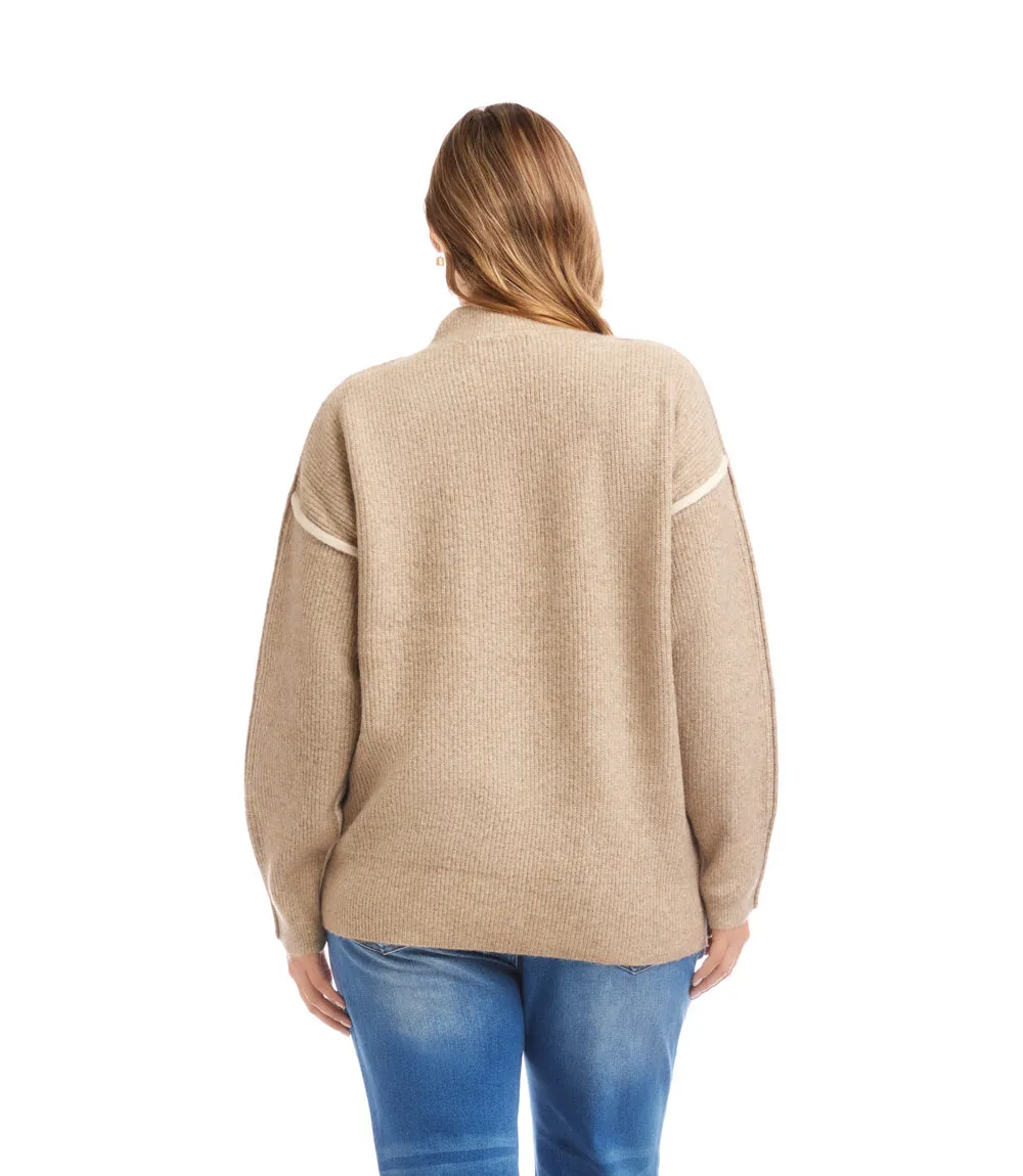 Plus Size Colorblock Mock Neck Sweater sold by Karen Kane product image thumbnail 3