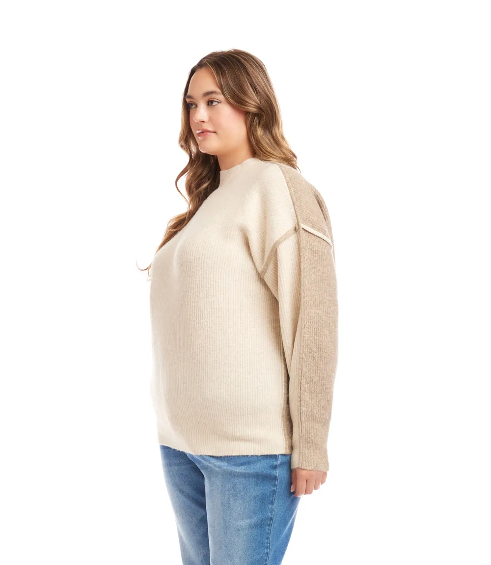 Plus Size Colorblock Mock Neck Sweater sold by Karen Kane product image thumbnail 2