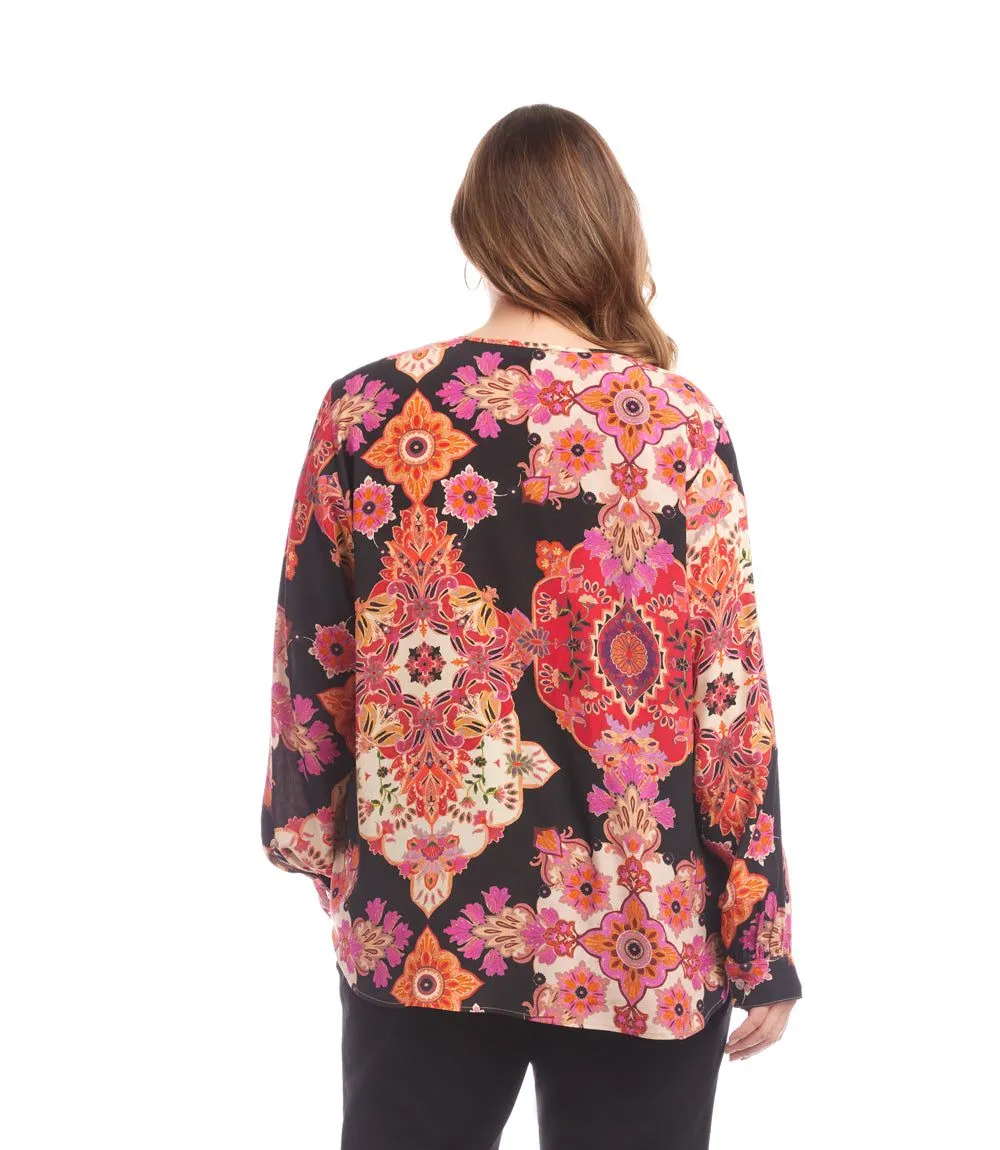 Plus Size Long Sleeve Shirred Blouse sold by Karen Kane product image thumbnail 3