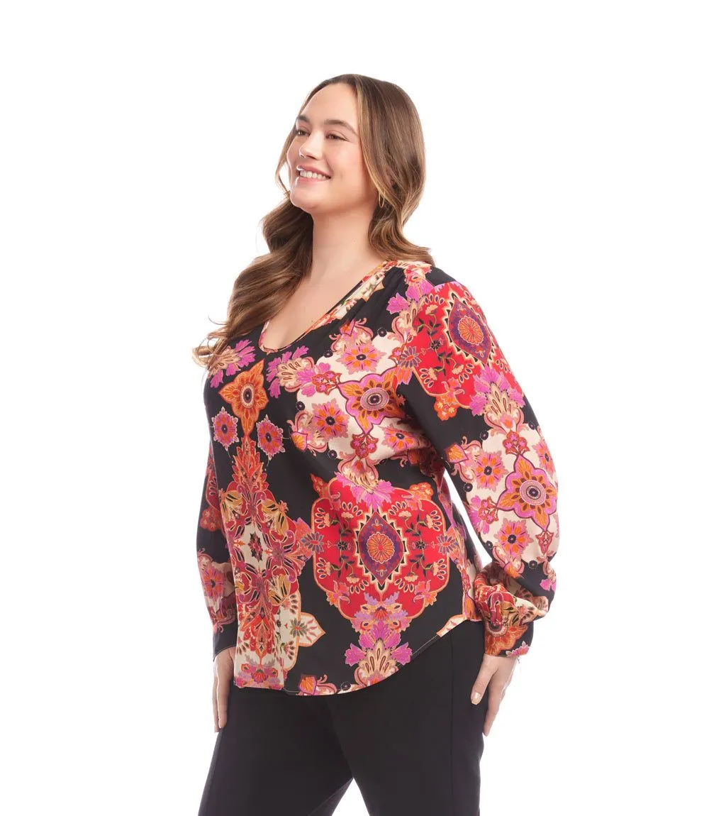 Plus Size Long Sleeve Shirred Blouse sold by Karen Kane product image thumbnail 2