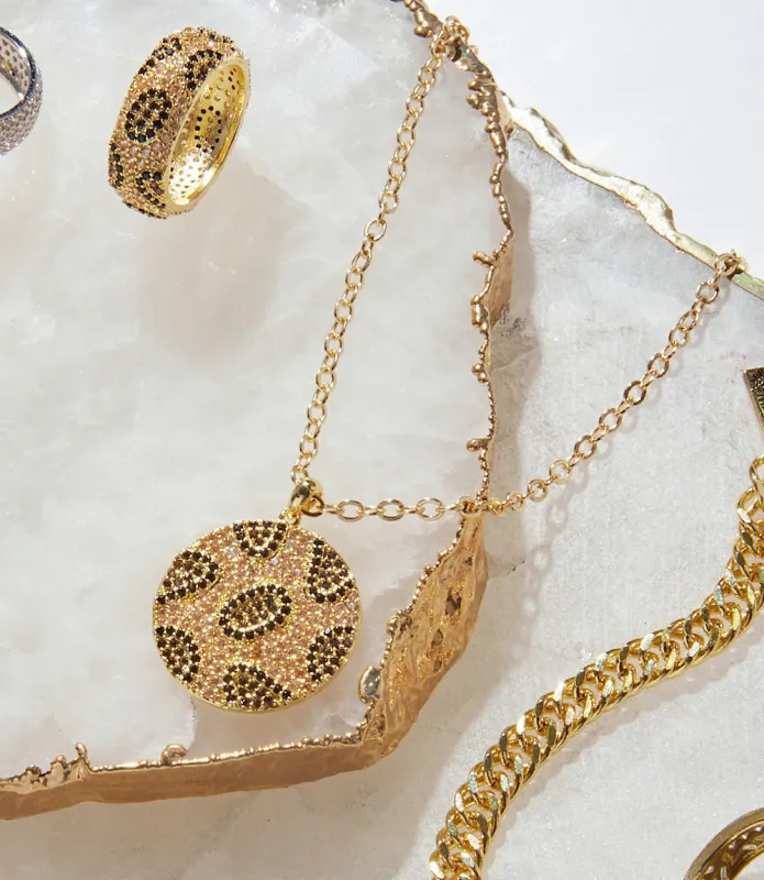 Leopard Crystal Necklace sold by Karen Kane