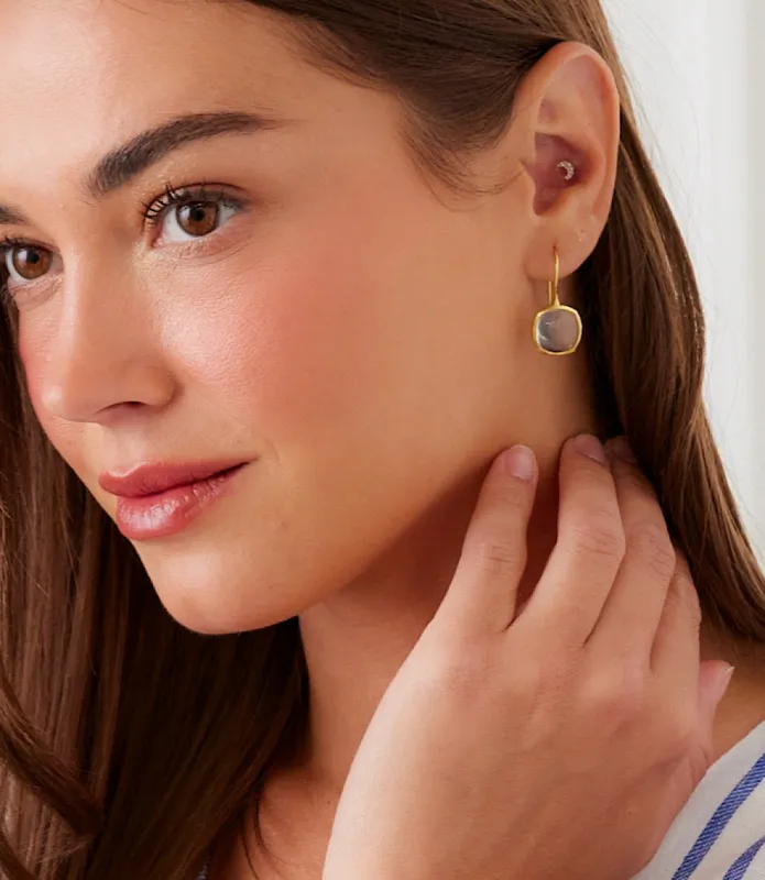 Gemstone Bezel Drop Earrings sold by Karen Kane