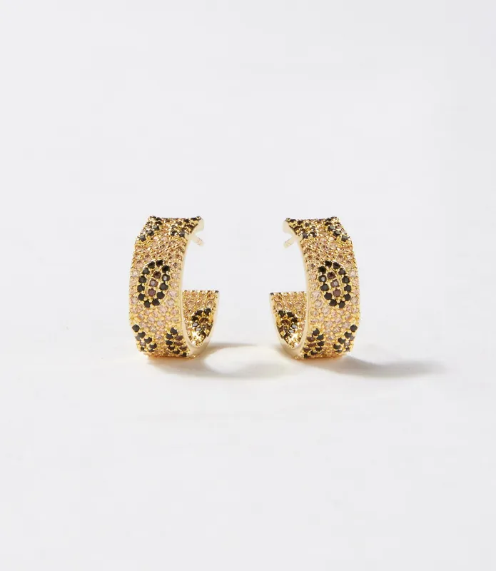 Leopard Crystal Hoop Earrings sold by Karen Kane