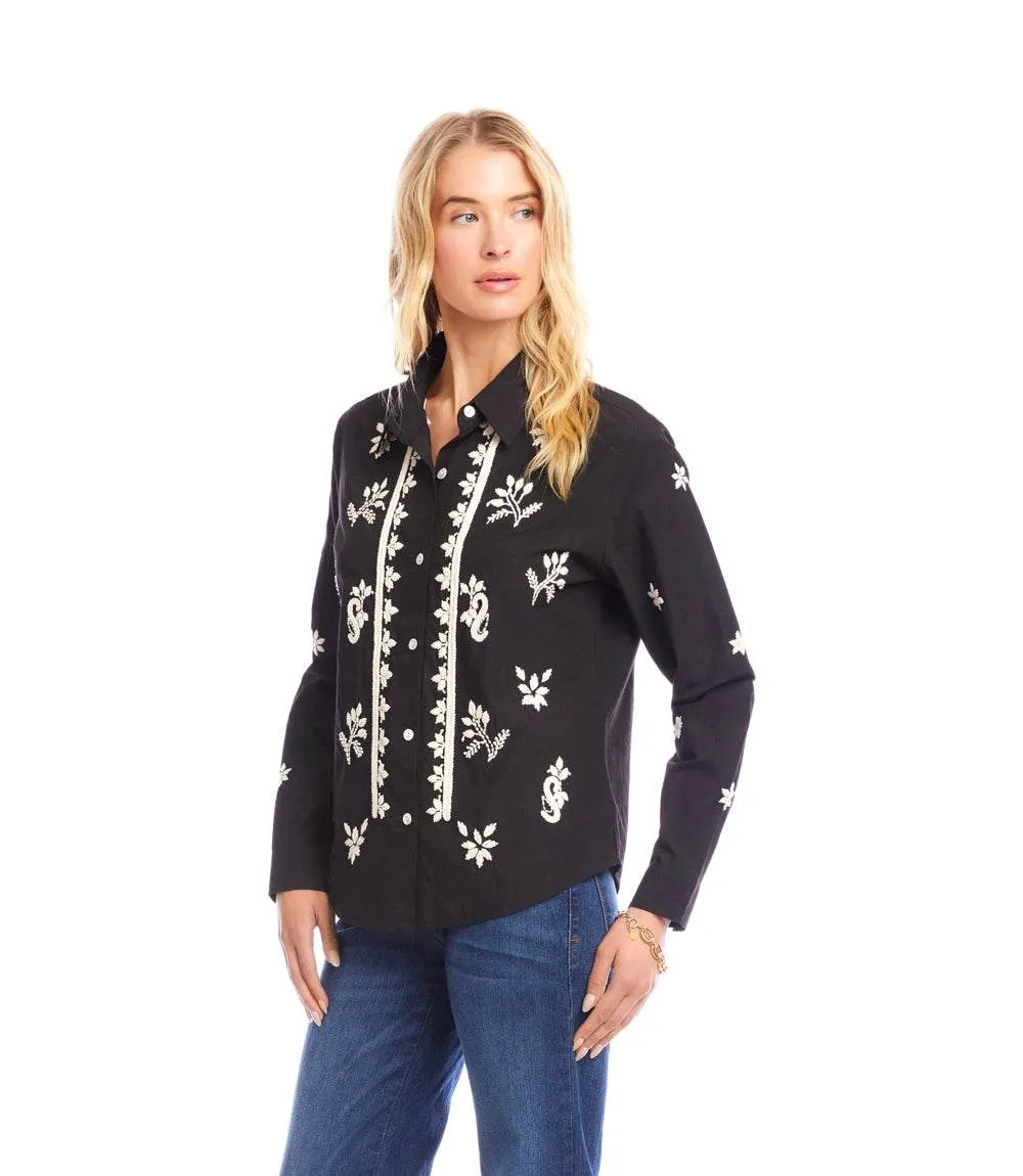 Long Sleeve Embroidered Shirt sold by Karen Kane product image thumbnail 3