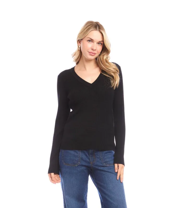 Ribbed V-Neck Sweater made by Karen Kane
