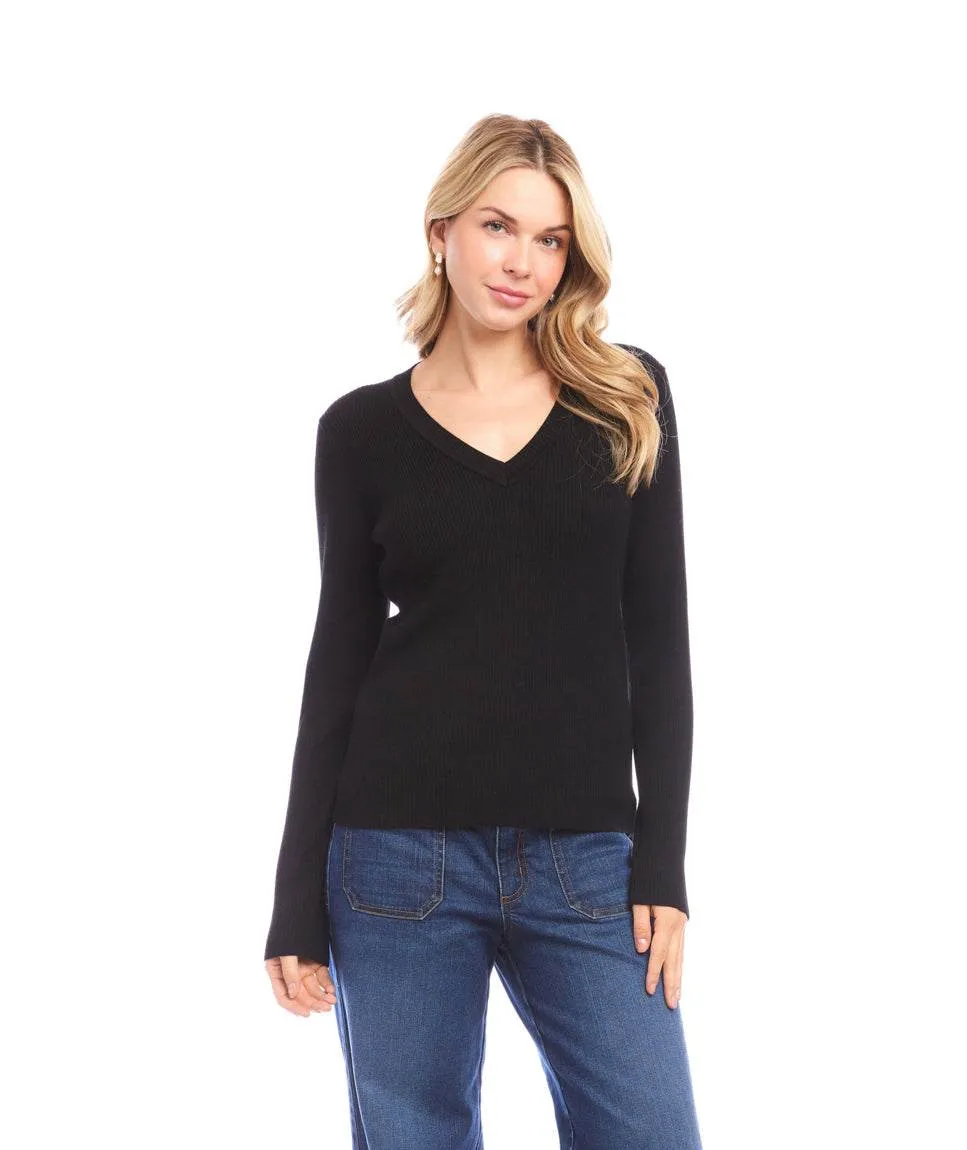 Ribbed V-Neck Sweater sold by Karen Kane
