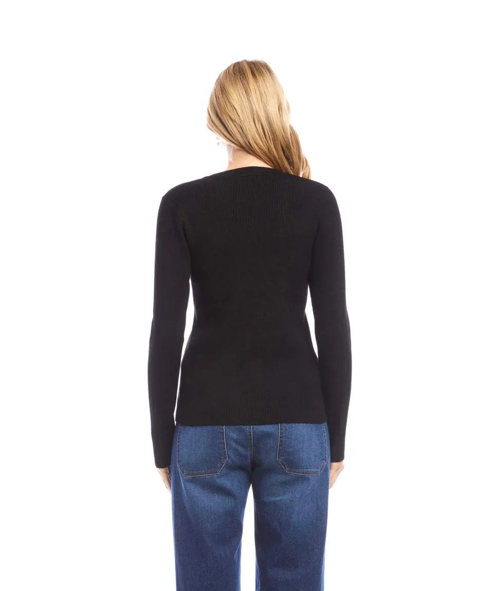 Ribbed V-Neck Sweater sold by Karen Kane product image thumbnail 3