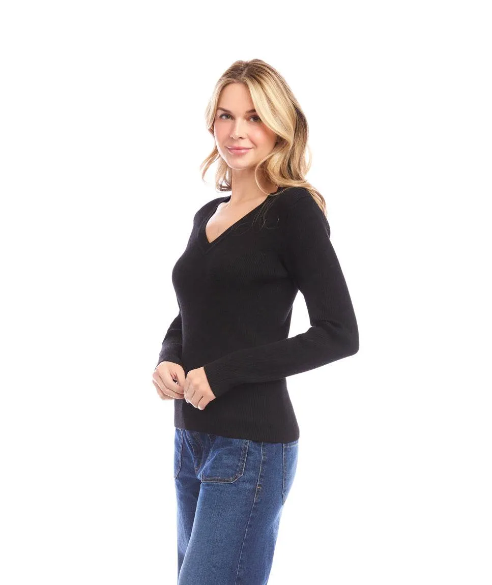 Ribbed V-Neck Sweater sold by Karen Kane product image thumbnail 2