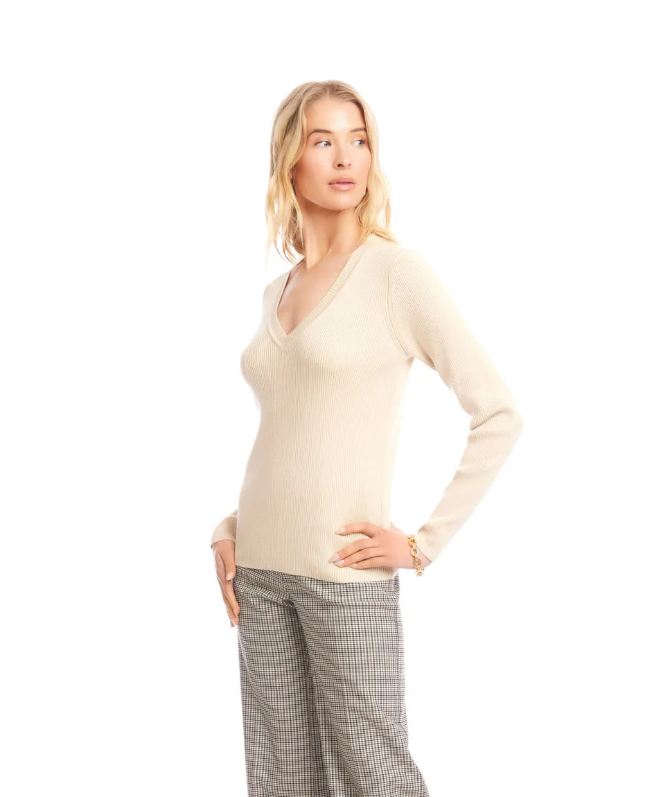 Ribbed V-Neck Sweater sold by Karen Kane product image thumbnail 2