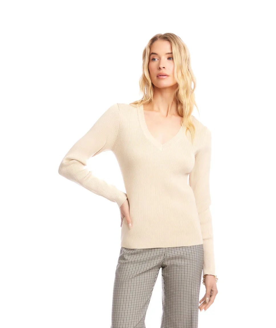 Ribbed V-Neck Sweater sold by Karen Kane product image thumbnail 4