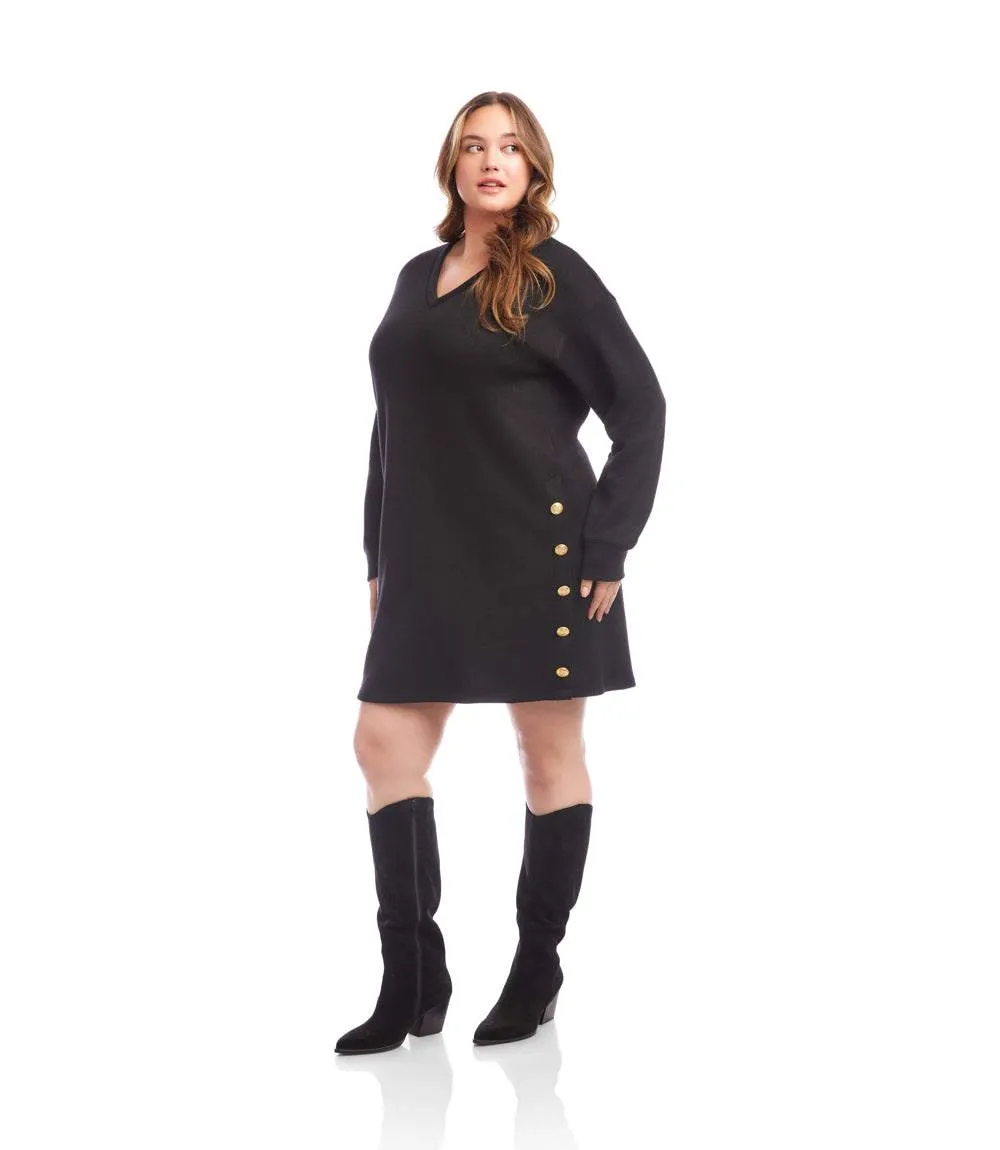 Plus Size Long Sleeve V-Neck Button Detail Dress sold by Karen Kane product image thumbnail 2