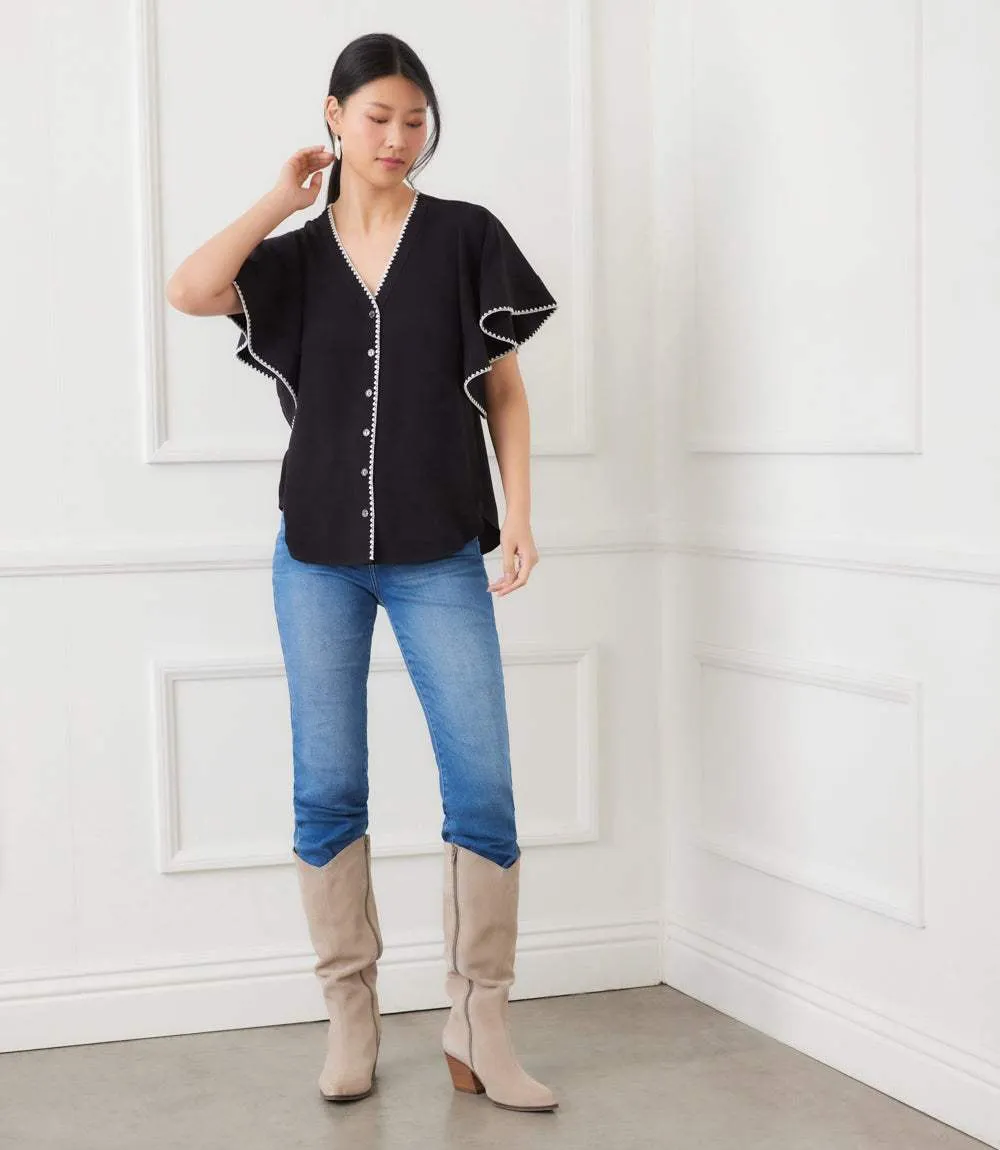 Flutter Sleeve Edge Stitch Top sold by Karen Kane product image thumbnail 2