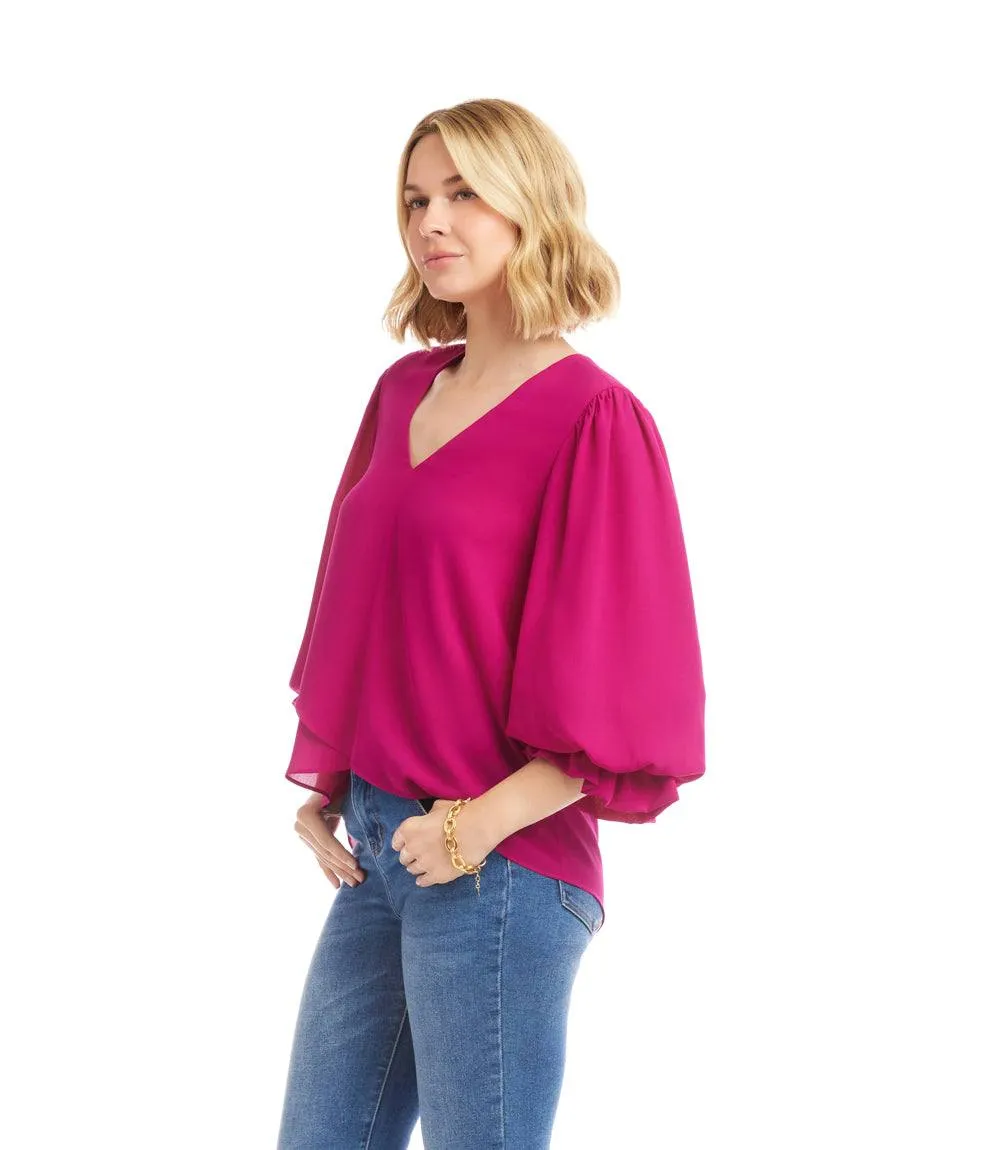 Petite Size Layered Sleeve Asymmetric Top sold by Karen Kane product image thumbnail 3