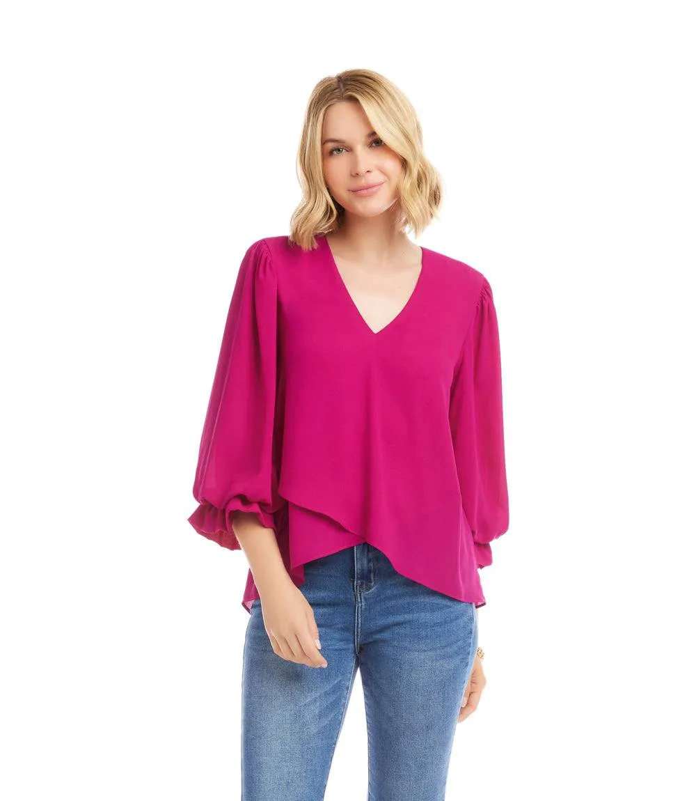 Petite Size Layered Sleeve Asymmetric Top sold by Karen Kane product image thumbnail 2