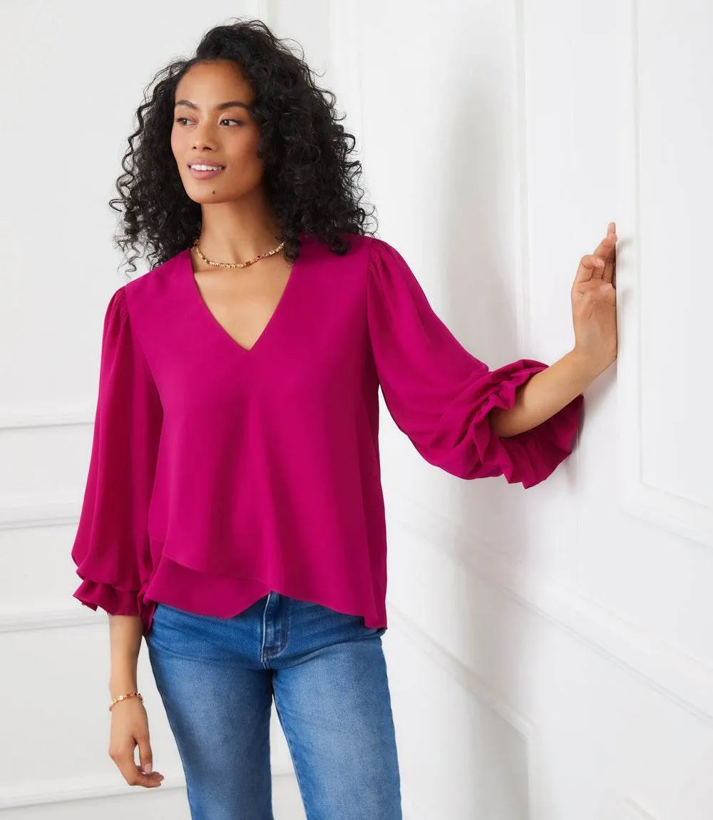 Petite Size Layered Sleeve Asymmetric Top sold by Karen Kane product image thumbnail 5