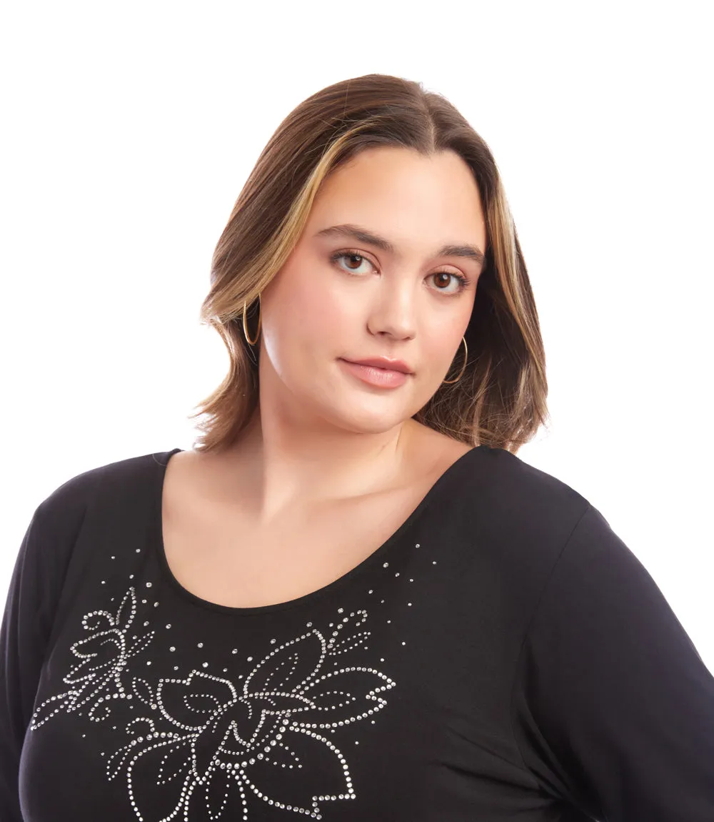 Plus Size Long Sleeve Embellished Shirttail Top sold by Karen Kane product image thumbnail 4