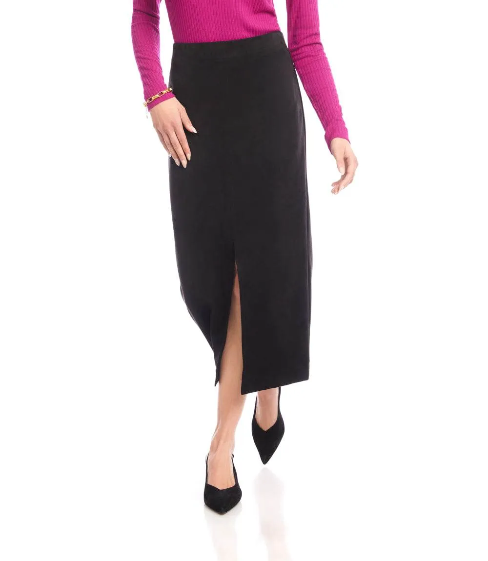 Faux Suede Front Slit Skirt sold by Karen Kane product image thumbnail 3