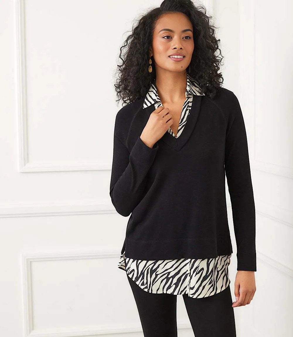 Layered Contrast Zebra Sweater sold by Karen Kane product image thumbnail 3
