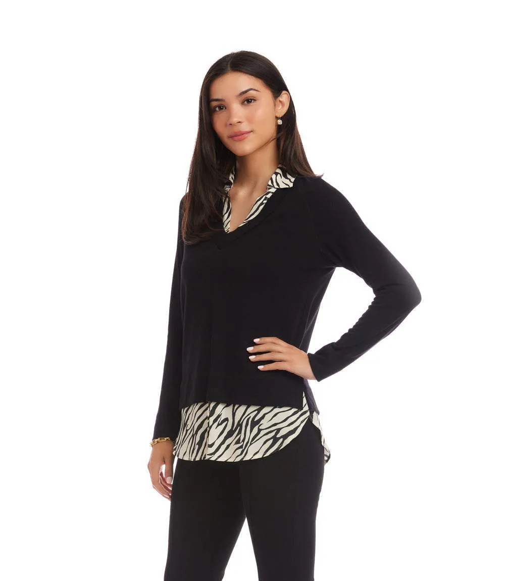 Layered Contrast Zebra Sweater sold by Karen Kane product image thumbnail 4
