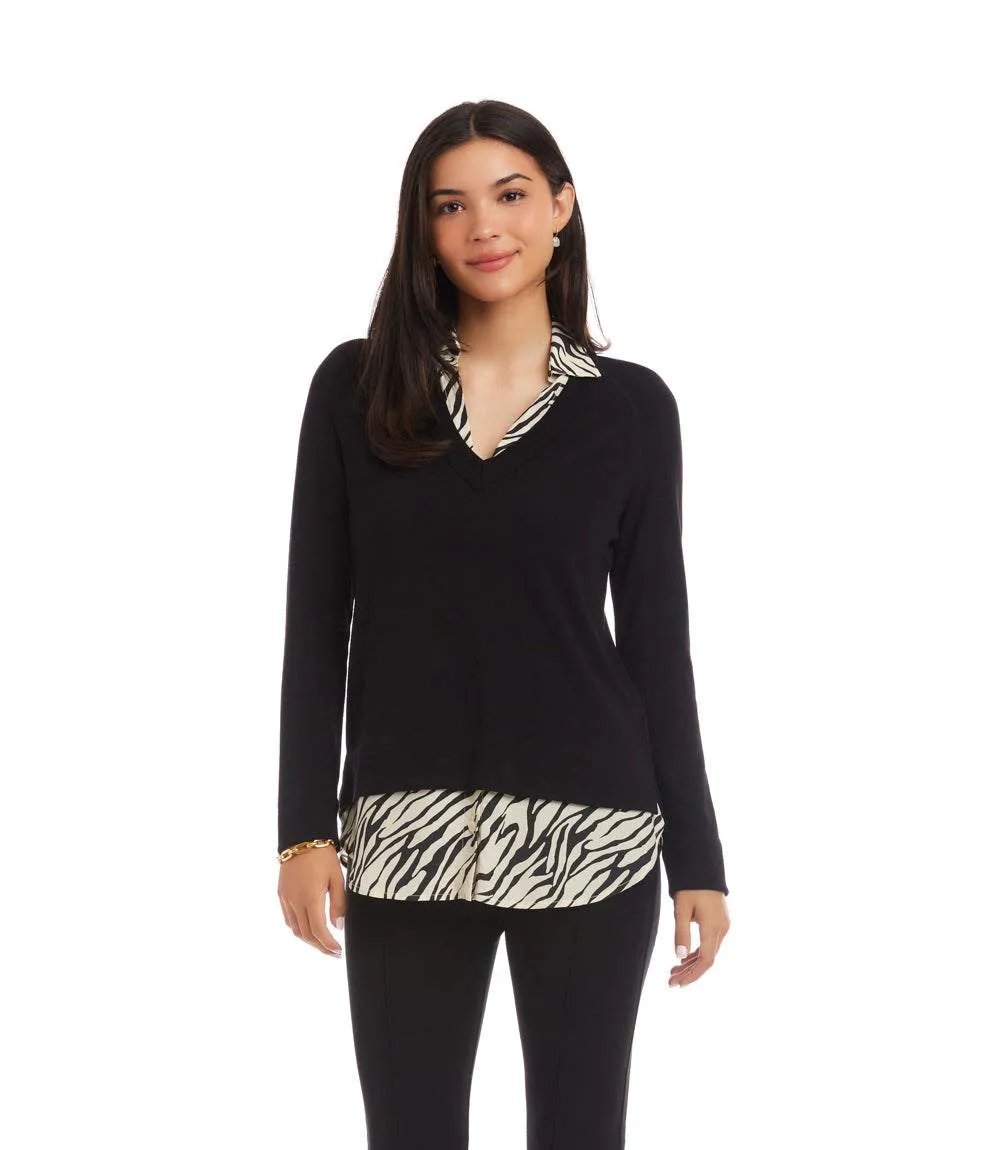 Layered Contrast Zebra Sweater sold by Karen Kane product image thumbnail 2