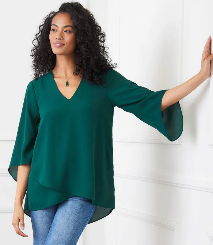 Petite Size Bracelet Sleeve Asymmetric Top sold by Karen Kane