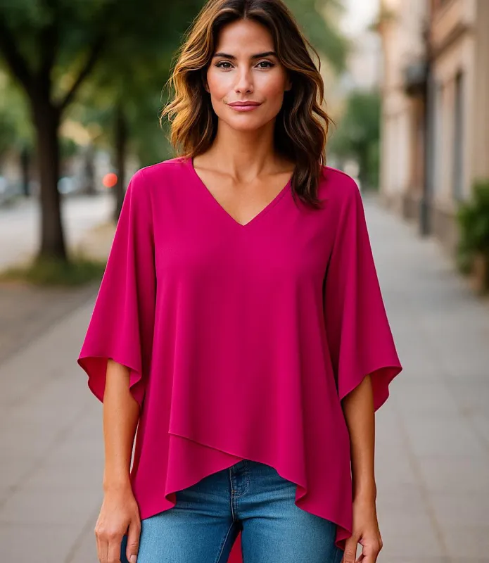 Bracelet Sleeve Asymmetric Top made by Karen Kane