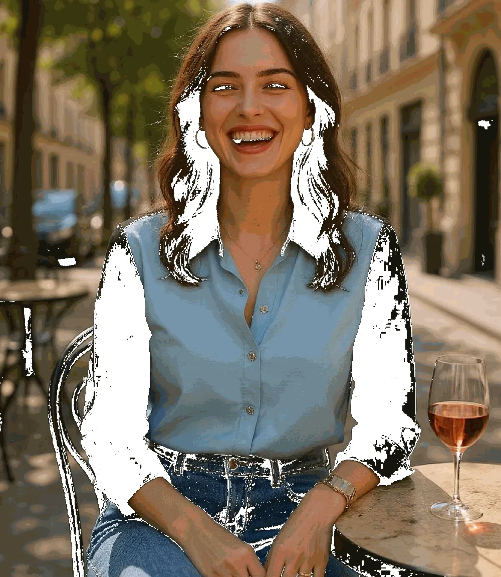 Long Sleeve Satin Colorblock Shirt sold by Karen Kane
