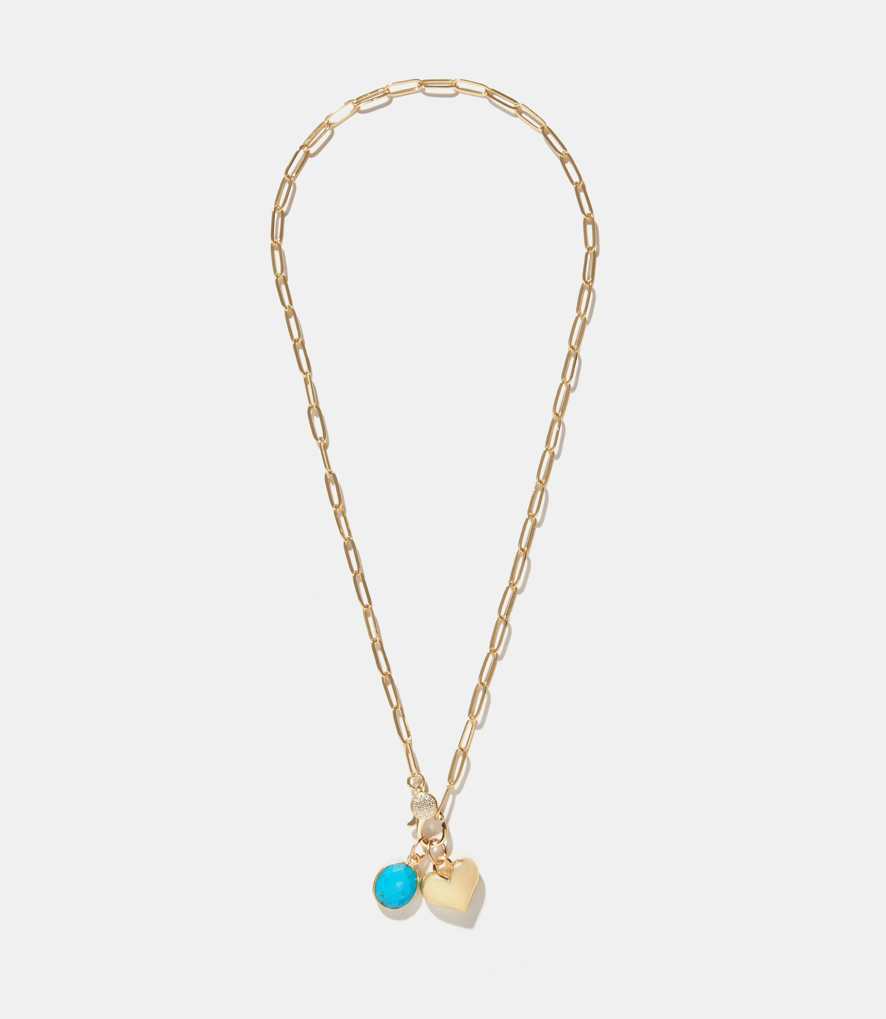 Turquoise Stone And Heart Charm Necklace sold by Karen Kane product image thumbnail 3