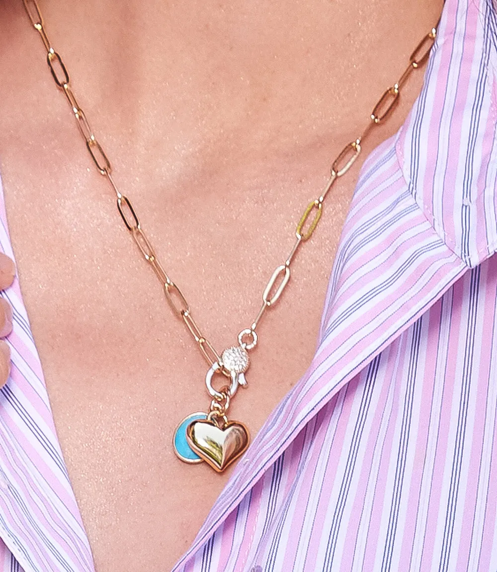 Turquoise Stone And Heart Charm Necklace sold by Karen Kane product image thumbnail 4